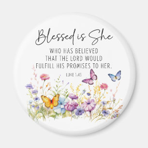 Luke 1:45 Blessed is She Scripture Wildflowers Magnet