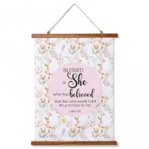 Luke 1:45 Blessed is She Watercolor Pink Floral