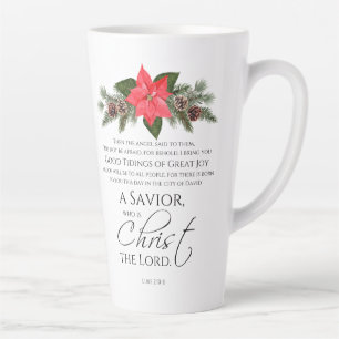 Luke 2:10-11 Good Tidings Poinsettia Christmas Latte Mug