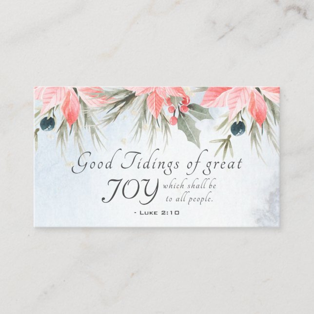 Luke 2:10 Good tidings of great joy, Christmas Business Card (Front)