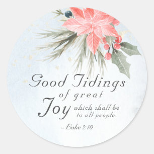 Luke 2:10 Good tidings of great joy, Christmas Classic Round Sticker