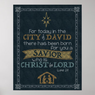 Luke 2:11 Chalkboard Art 16x20 Poster