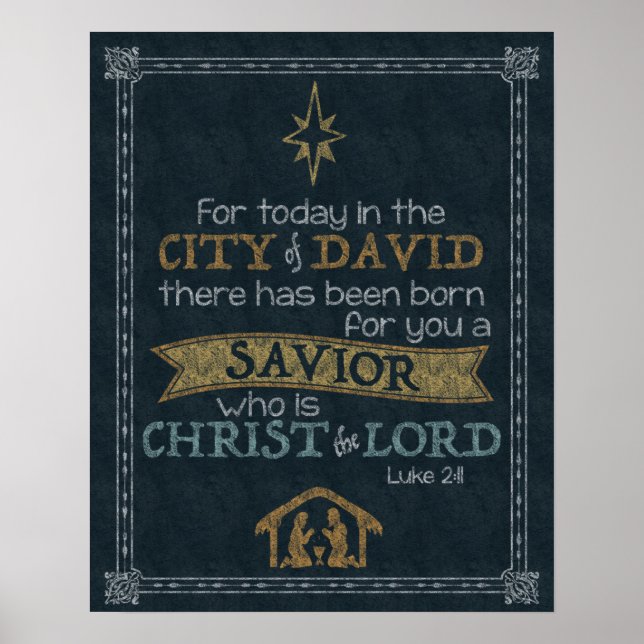 Luke 2:11 Chalkboard Art 16x20 Poster (Front)