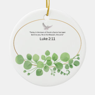 Luke 2:11 Christian Bible Verse Eucalyptus Christm Ceramic Tree Decoration
