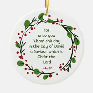 Luke 2:11 Christian Christmas Scripture Wreath Ceramic Tree Decoration