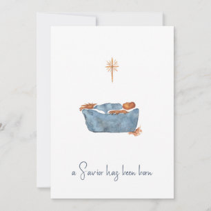 Luke 2:11 Minimalist Watercolor Nativity Christmas Holiday Card