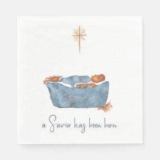 Luke 2:11 Minimalist Watercolor Nativity Christmas Napkin