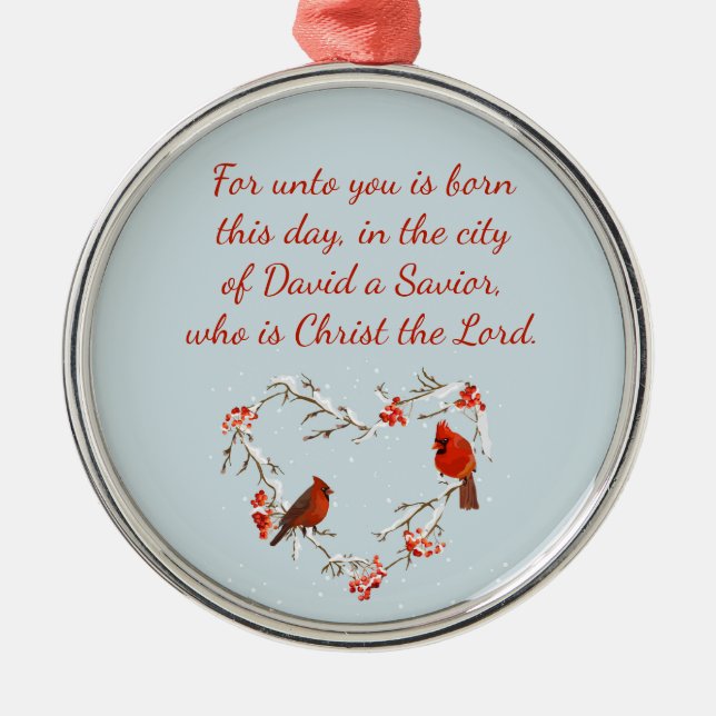 Luke 2:11 Scripture Christmas Bible Verse   Cerami Metal Tree Decoration (Front)