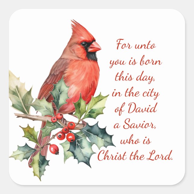 Luke 2:11 Scripture Christmas Bible Verse  Square Sticker (Front)