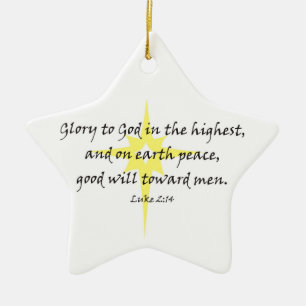 Luke 2:14 ceramic tree decoration