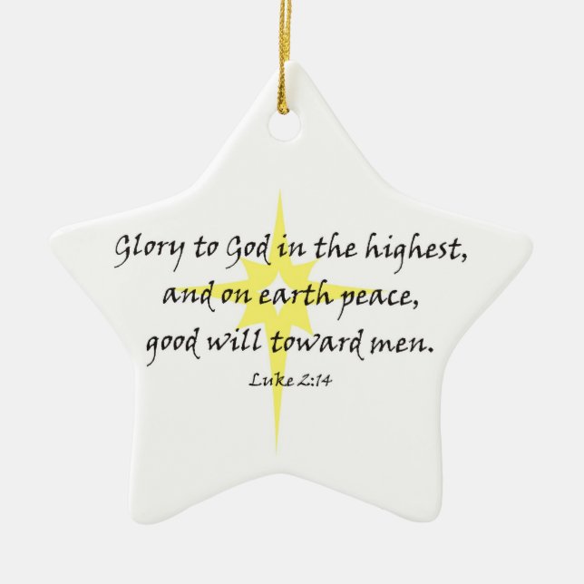 Luke 2:14 ceramic tree decoration (Front)