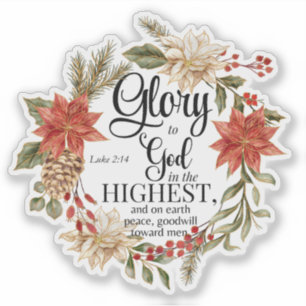 Luke 2:14 Glory to God Christmas Gold Floral