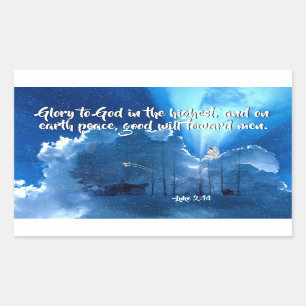Luke 2:14 Glory to God, Christmas Nativity Rectangular Sticker