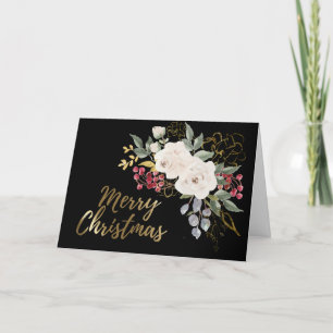 Luke 2:14 Glory to God Elegant Floral Christmas Holiday Card