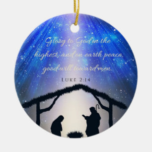 Luke 2:14 Glory to God in the highest Ceramic Tree Decoration