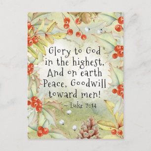Luke 2 14 Glory to God in the Highest, Christmas Postcard