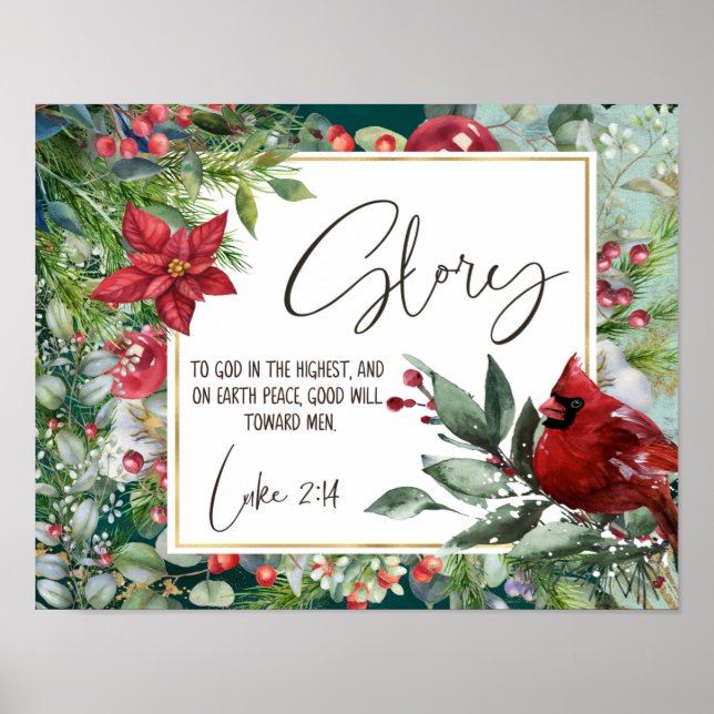 Luke 2:14, Glory to God in the Highest, Christmas Poster (Front)