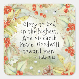 Luke 2 14 Glory to God in the Highest, Christmas Square Sticker