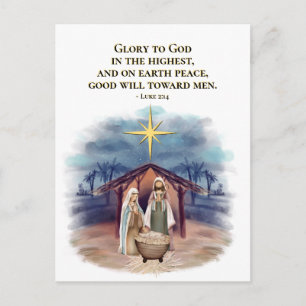 Luke 2:14 Glory to God Nativity Christmas Postcard