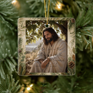 Luke 2:14 Jesus Under the Fig Tree Christian Chris Ceramic Ornament