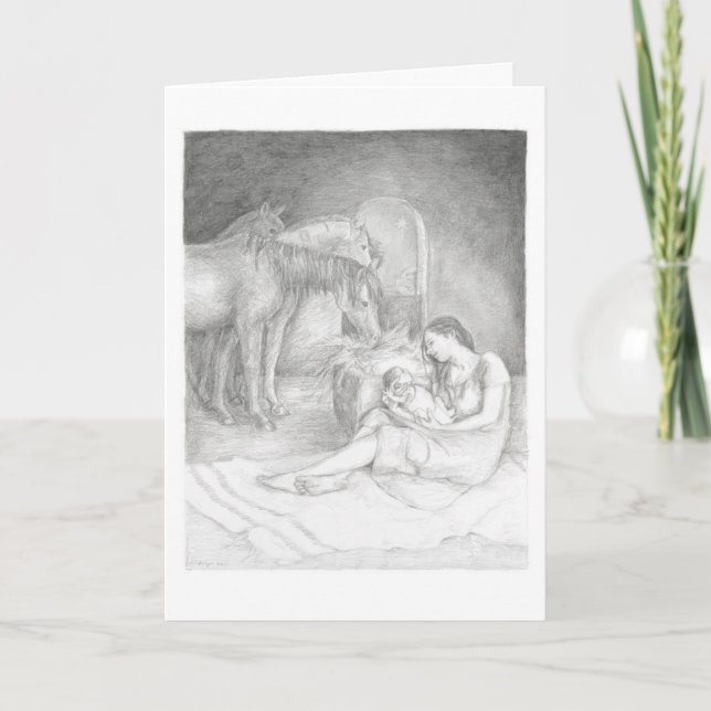 Luke 2:7 - Christmas card of Mary & Jesus (Front)