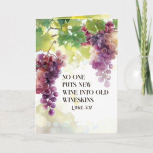 Luke 5:37 New Wine into Old Wineskins Bible Verse Card