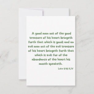 Luke 6:45 Bible Verse Scripture Flat Greeting Card