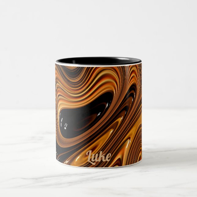 LUKE ~ GLOSSED OVER ~ Fractal Pattern ~ Original Two-Tone Coffee Mug (Center)