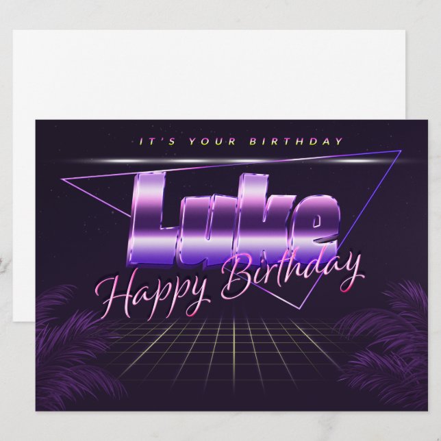 Luke Name First name pura retro card Birthday (Front/Back)