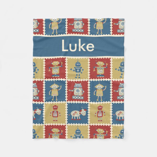 Luke's Personalised Robot Blanket (Front)