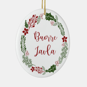 Lule Sámi Merry Christmas Wreath, Buorre Javla Ceramic Tree Decoration