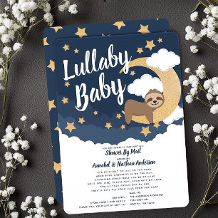 Lullaby Baby Sloth Moon Baby Shower By Mail Invitation