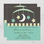 Lullaby Baby Stars and Moon Mobile Invitation (Front/Back)