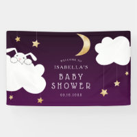 Lullaby Bunny Baby Shower Purple Welcome