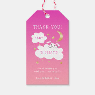 Lullaby Bunny Moon Stars Baby Shower Pink Gift Tags