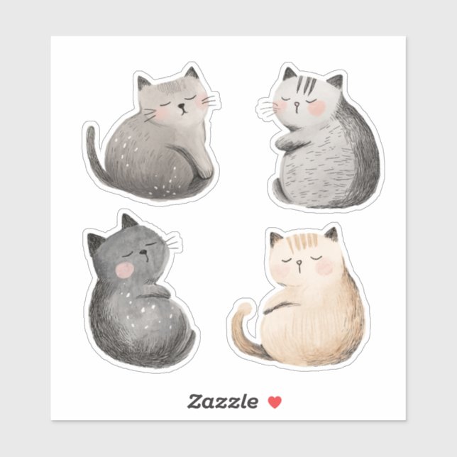 Lullaby cats, cute watercolor  (Sheet)
