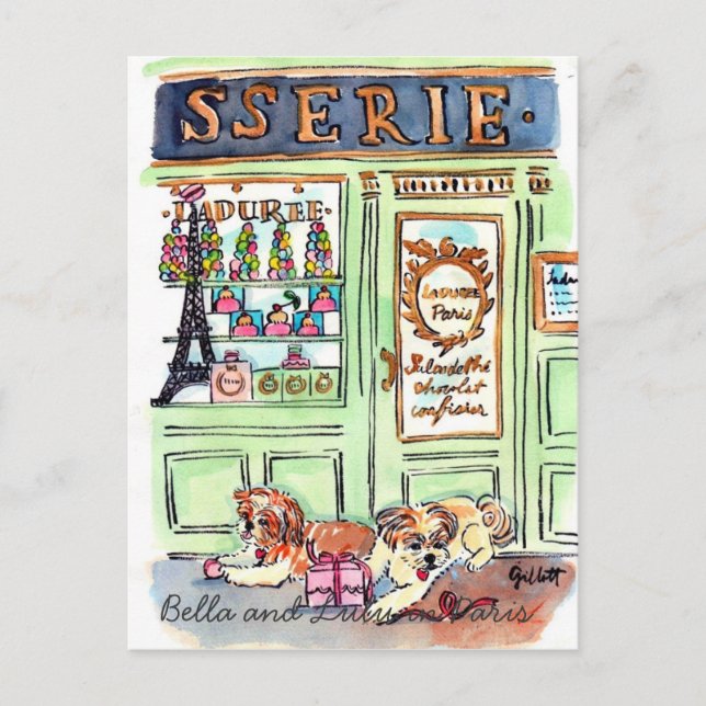 Lulu & Bella go to Paris postcard (Front)