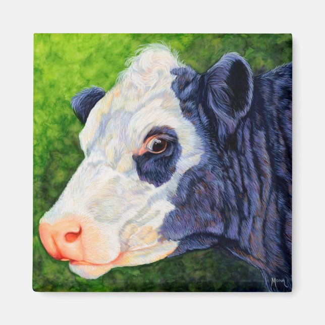 Lulu - Black Baldie Cow Magnet (Front)