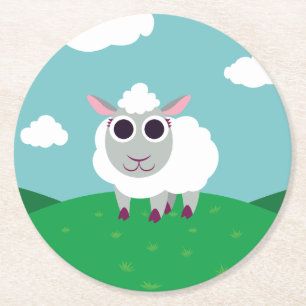Lulu the Sheep Round Paper Coaster