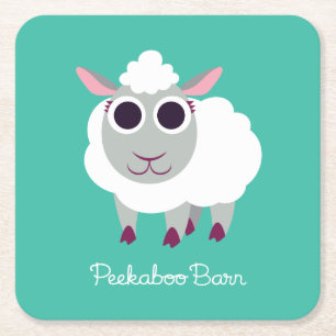 Lulu the Sheep Square Paper Coaster