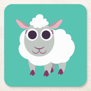 Lulu the Sheep Square Paper Coaster