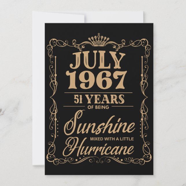 luly 1967 51 years of being sunshine  birthday t-s card (Front)