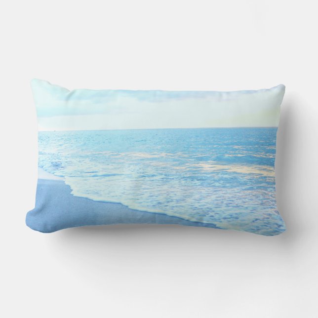 Lumbar Beach Throw Pillow Gorgeous Turquoise Blue (Front)