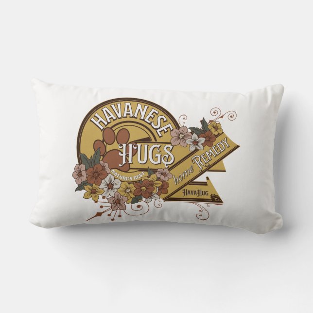 Lumbar Pillow, Floral, Gift for Havanese Dog Lover Lumbar Cushion (Back)