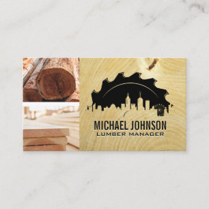 Lumber   Circular Saw   City Skyline Business Card