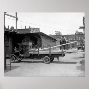 Lumber Delivery Truck, 1926. Vintage Photo Poster