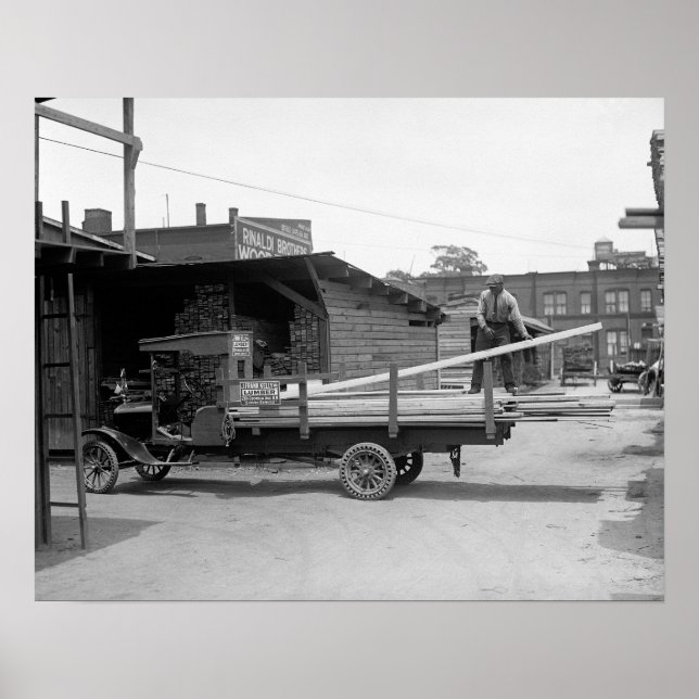 Lumber Delivery Truck, 1926. Vintage Photo Poster (Front)