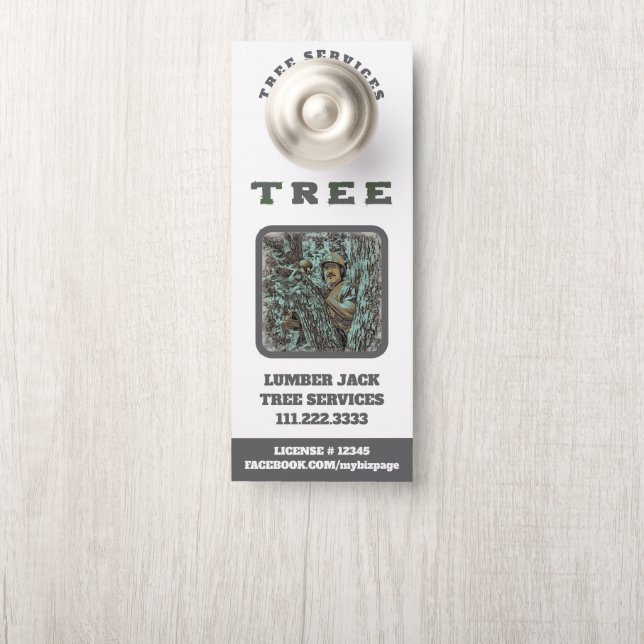 *~*   Lumber Jack QR Artsy Tree Services Door Door Hanger (On Knob)