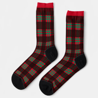Lumber Jack Red and Green Plaid Pattern Squares Socks