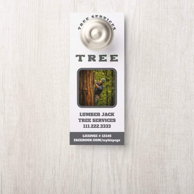 *~*  Lumber Jack Tree Services QR Door Door Hanger (On Knob)